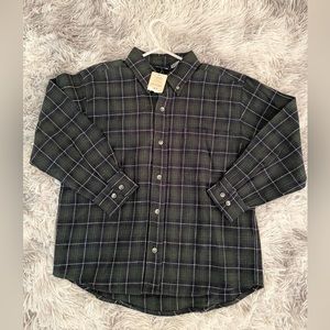 Cherokee Boy’s Navy/Green Button-down Flannel Shirt Size 8 - NEW WITH TAGS!